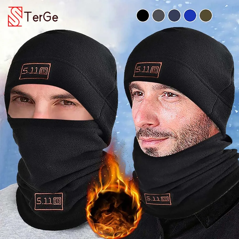 

Thermal Head Cover Winter Fleece Hat and Scarf Set Tactical Warm Balaclava Face Mask Neck Warmer Sport Cycling Ski Scarf Hat