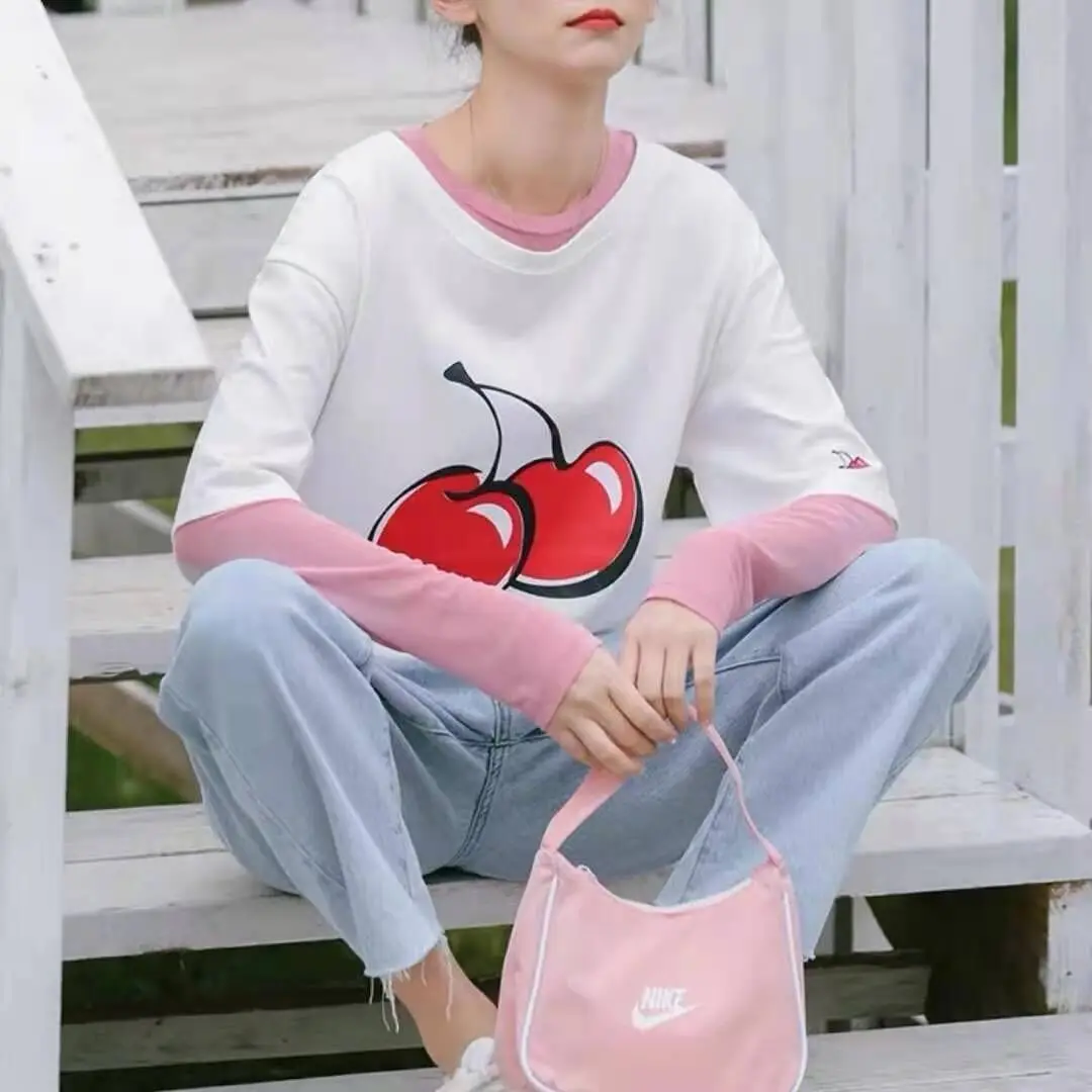 OUMEA женские летние милые сетчатые Топы с длинным рукавом и круглым вырезом