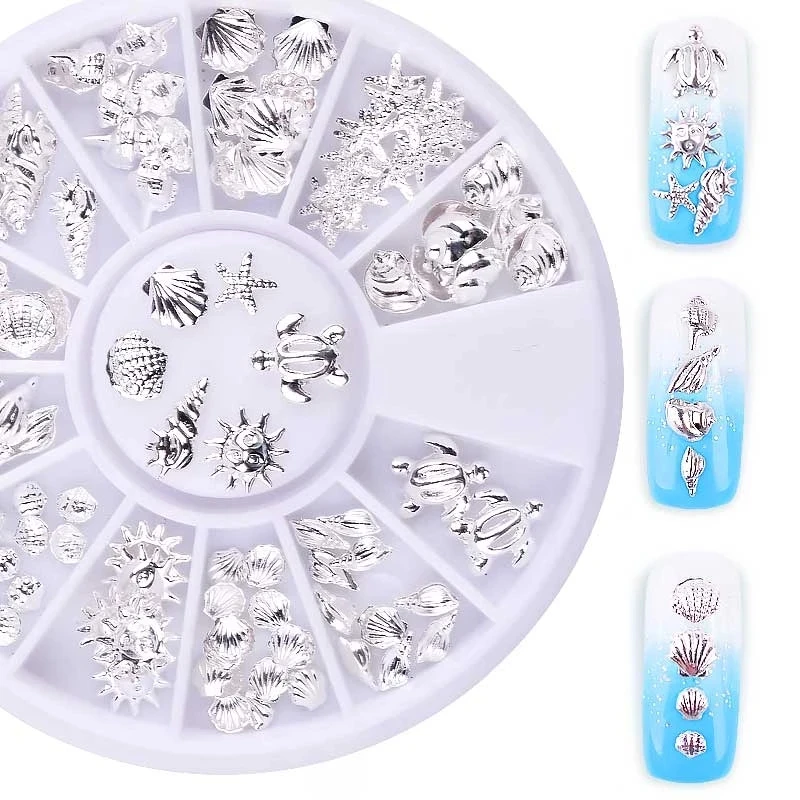 

Новинка украшения для ногтей в морском стиле Сияющие 3d-ракушки раковины черепахи набор из металлического сплава для самостоятельного мани...