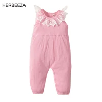 summer baby girls romper lace sleeveless pit strip jumpsuit cotton pink infant rompers newborn clothes baby girl sleepwear