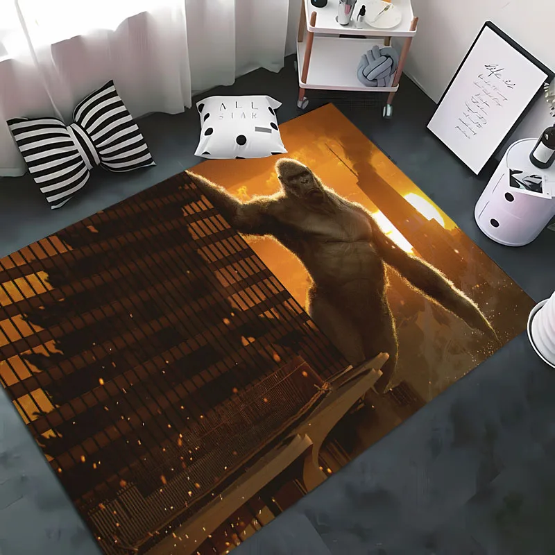 3D Printing Godzilla VS Kong Carpet for Living Room Bedroom Hallway Long Strip Mat Anti-slip Soft Rug Sofa Doormat Home Kitchen