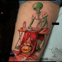 1219cm dark alien in disguise alternative fun personality color flower arm tattoo sticker