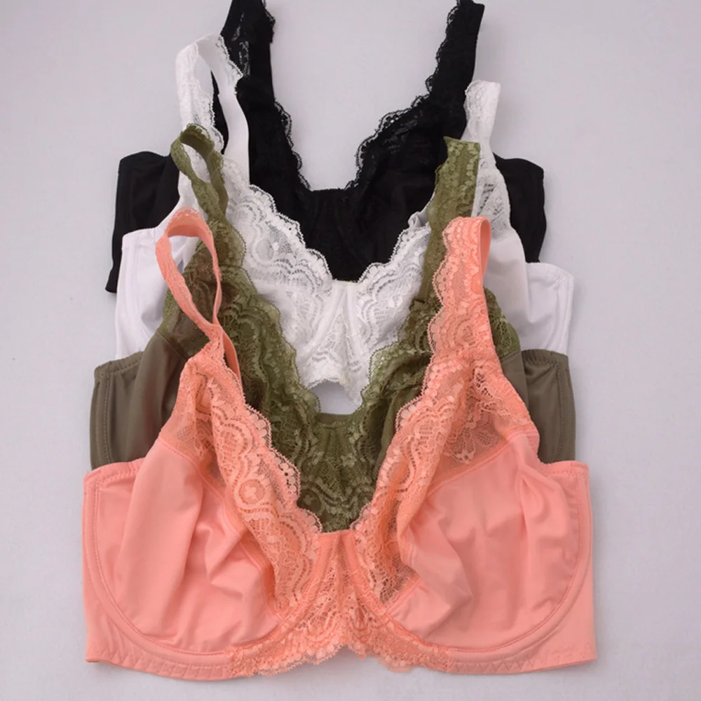 Full Coverage Bras for Women Sheer Lace Non Padded Underwire Support Plus Size Bra Sexy Lingerie Bralette Top B C D DD E F Cup