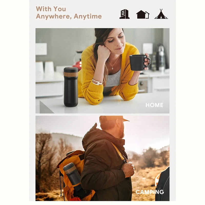 Популярный портативный кофейник 2 в 1 320 мл зеркальная Кофеварка из нержавеющей