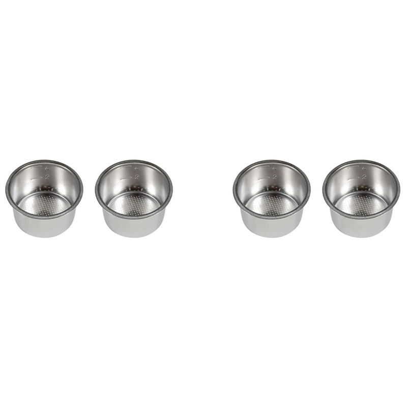 

New 4Pcs 51Mm 4 Cups Filter Replacement Filter Basket For Coffee Bottomless Portafilter For Delonghi EC680/EC685 Espresso