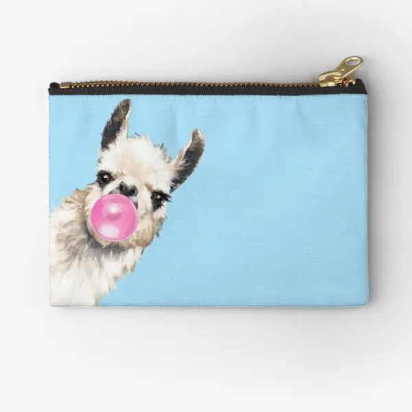 

Bubble Gum Sneaky Llama In Blue Zipper Pouches Packaging Socks Underwear Wallet Money Pocket Men Bag Small Coin Pure Key