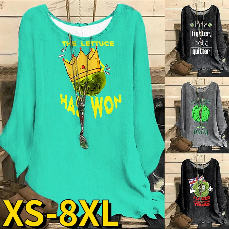 

Женская Винтажная Футболка с принтом, Повседневная Свободная футболка с круглым вырезом и длинным рукавом, Осень-зима 2022