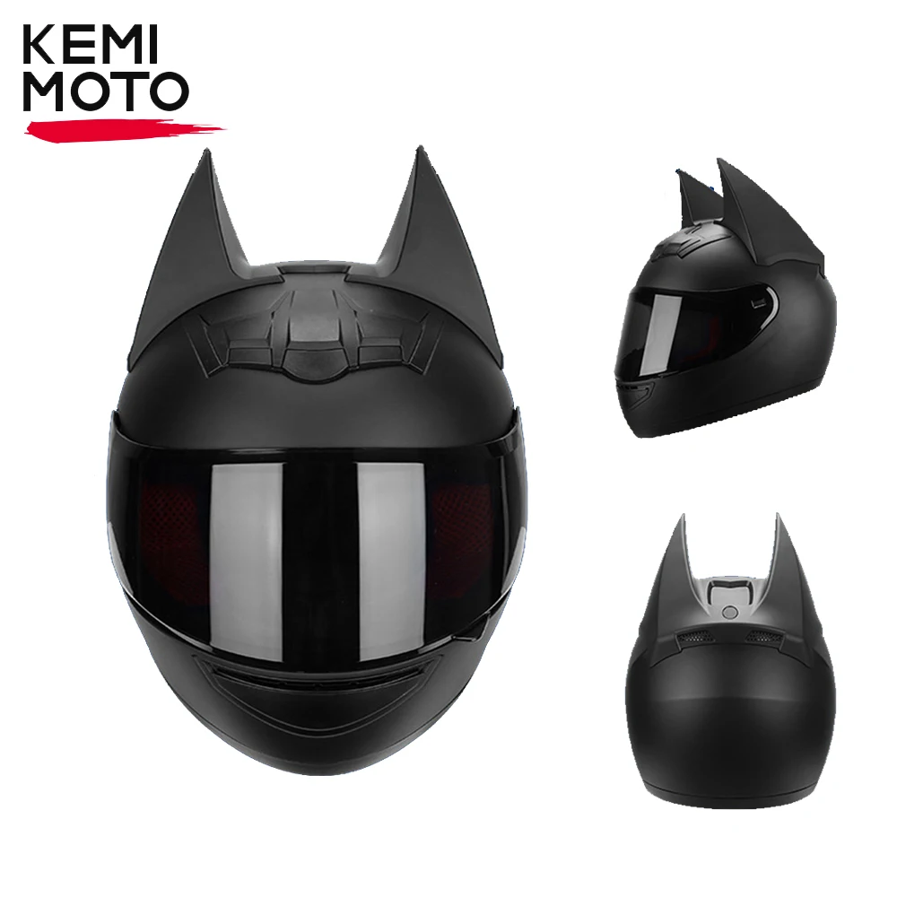Motorcycle Helmet Bat Ears Full Face For Man Detachable Horns Motorcross Racing MotorBike Dot Certification Safety Moto Helmets
