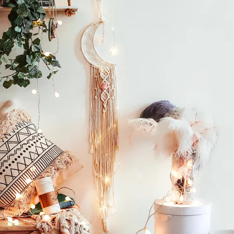 

Moon Dream Catcher Handmade Bohemian Dream Catcher Macrame Wall Hanging Moon Dream Catcher For Room Decoration At Home
