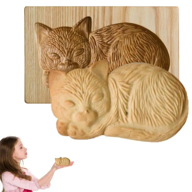 

Wood Animal Cookie Cutters 3D Cat Biscuits Baking Mold Embossing Craft Decorating Baking Tool Suitable For Halloween