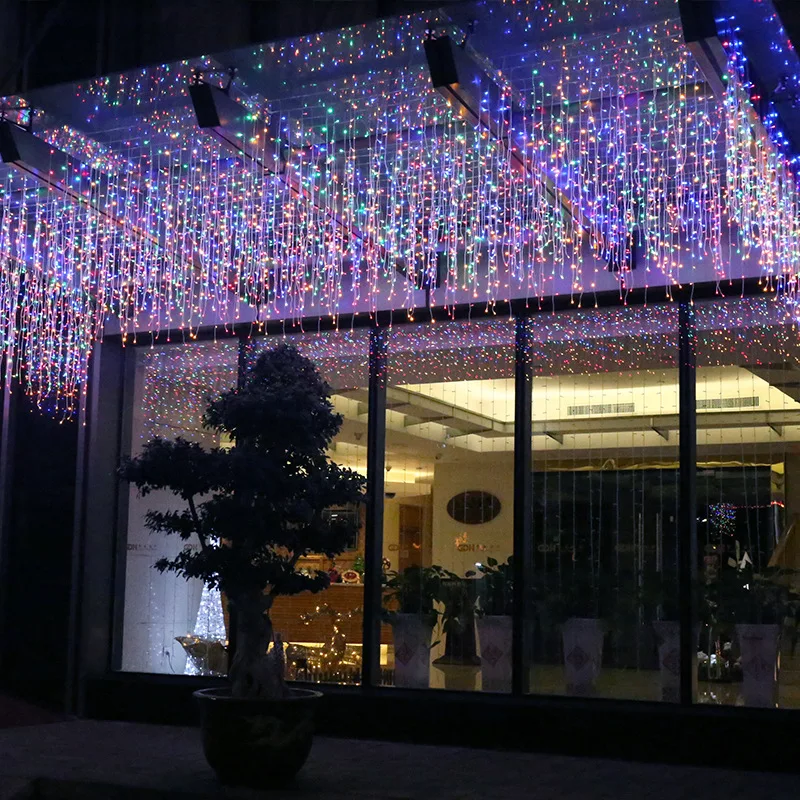 

EU/US plug Christmas LED Curtain Icicle String Lights Outdoor Garland Garden Eaves Street Mall Decorative Fairy Holiday Lighting