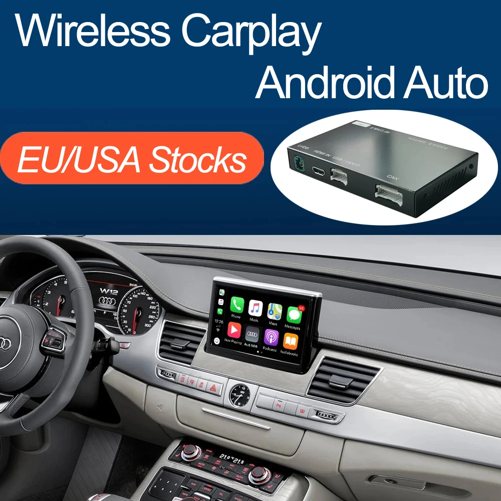 Wireless Apple CarPlay Android Auto Interface for Audi A8 2012-2018, with AirPlay Mirror Link Car Play Functions