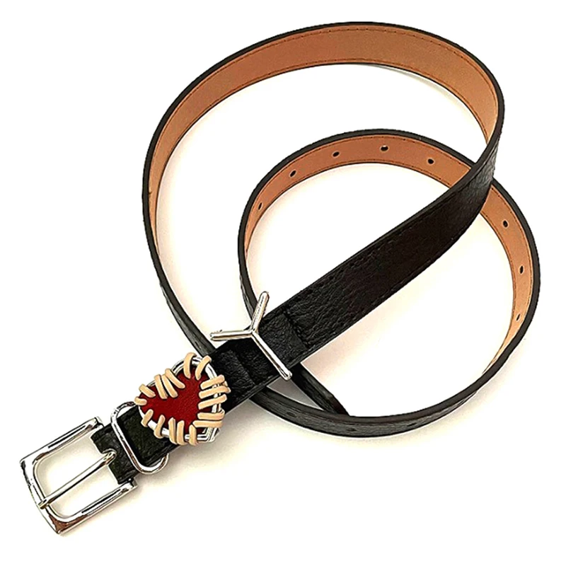 

Women Belt Red Love Belt Metal Peach Heart Leather Ins Men And Women Retro Couple Waist Belt Woman Belt For Jeans