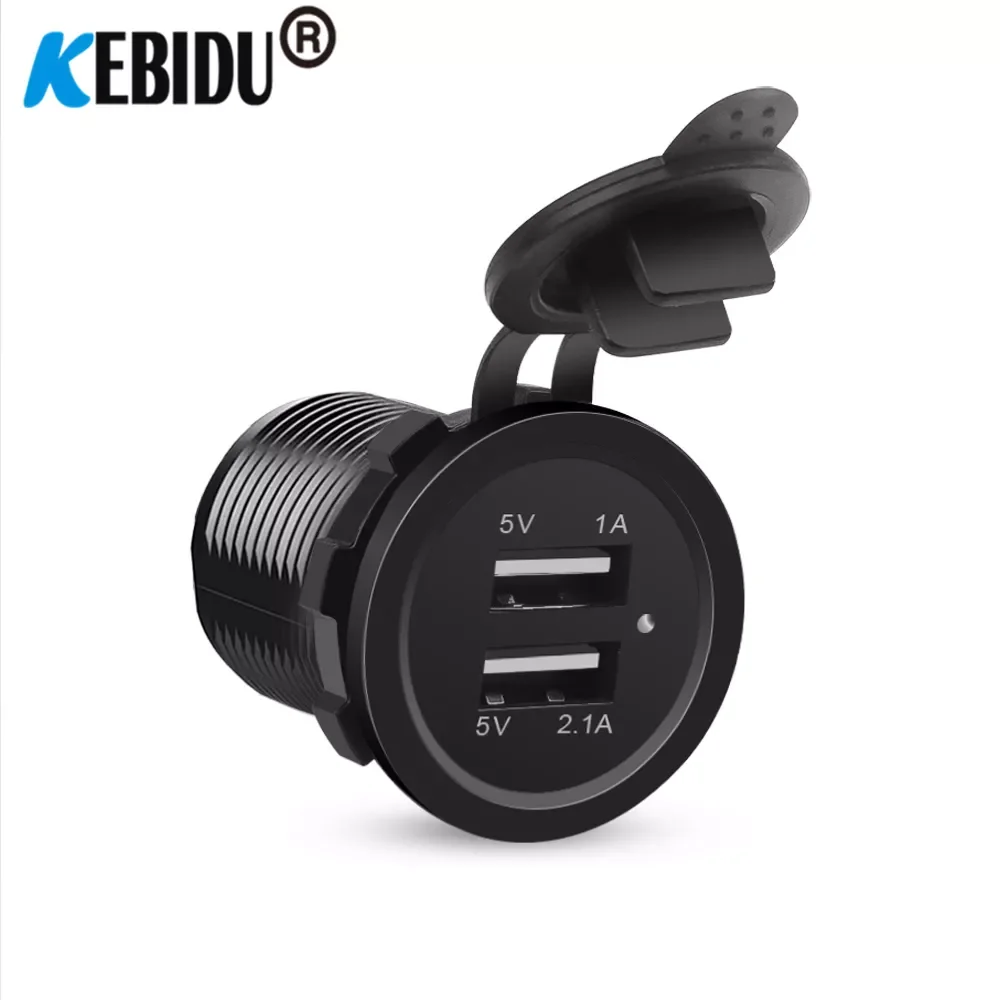 

KEBIDU 12V 3.1A Dual USB Charger Socket Plug Outlet with LED Indicator for Car Boat Motorcycle RV Phone Charging Adapter