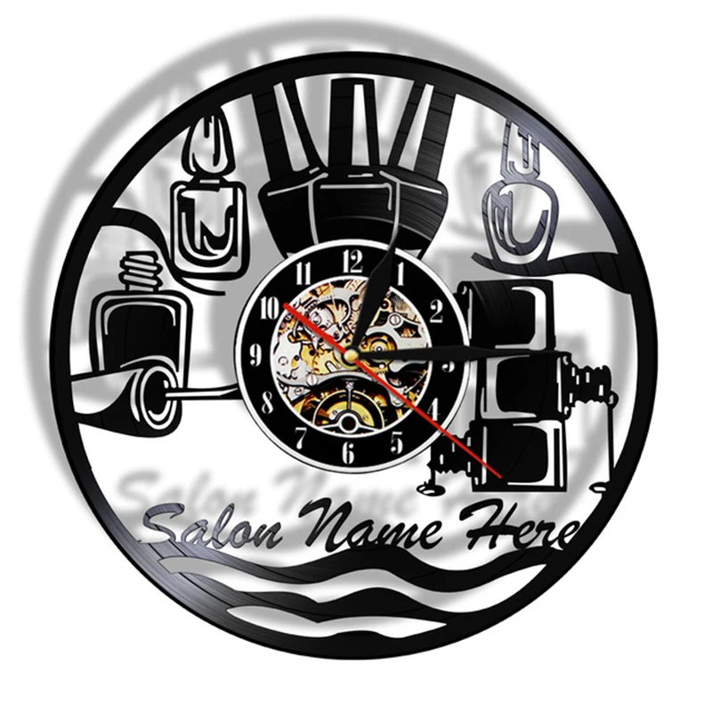 

Nail Salon Vinyl Record Wall Clock Manicure Design Wall Clock Fashion Beauty Store Wall Art Nail Beauty Home Decor Gift For Her