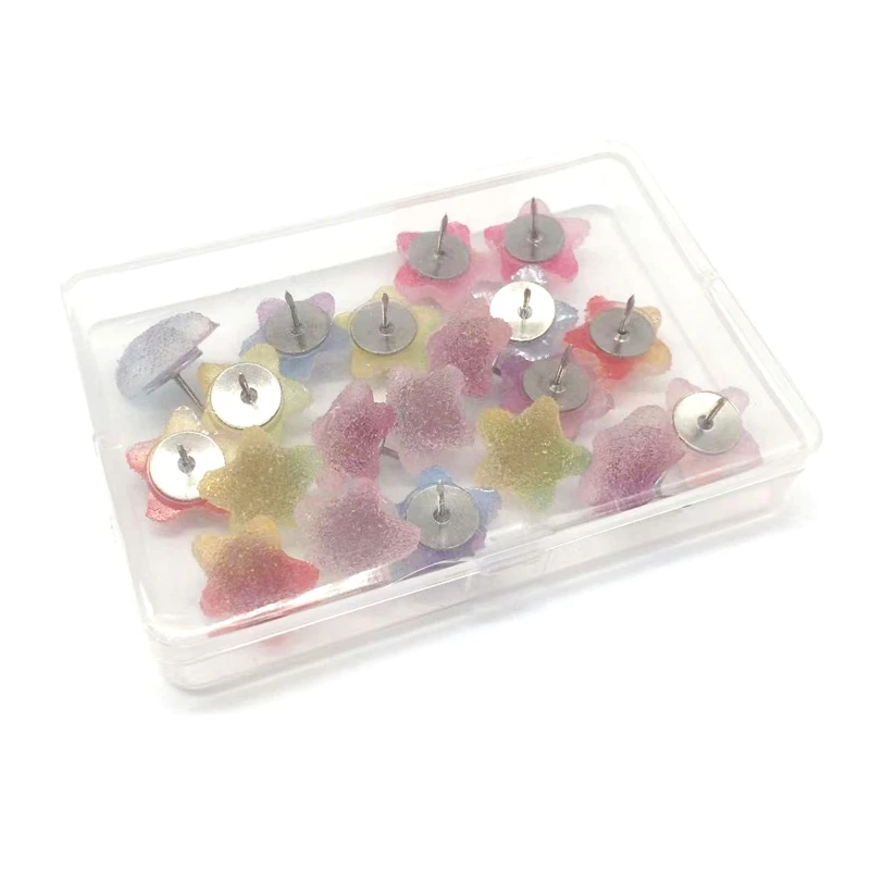 

30 Pcs Colorful Star Pushpins with Case Map Pins Decorative Thumb Tack for Office School Bulletin Board Photo Wall Decor