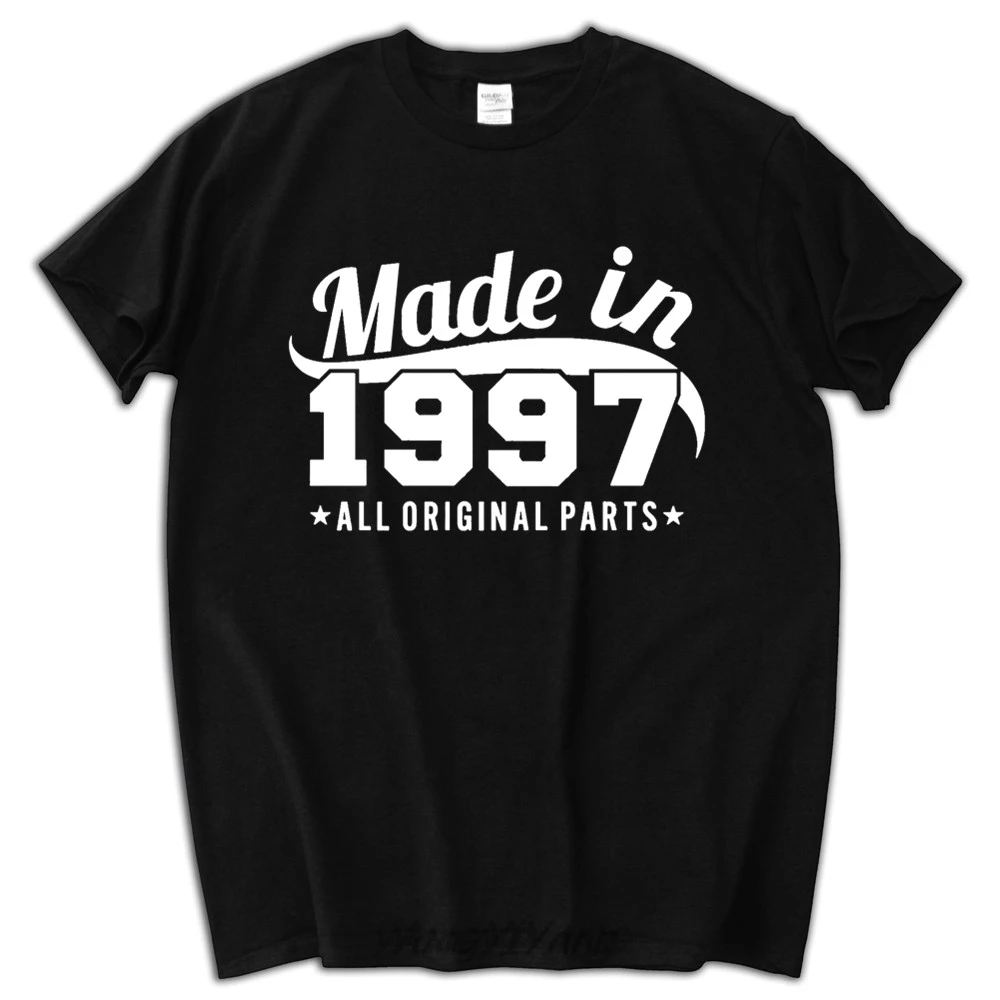 Мужская футболка на 22 дня рождения, сделанная в 1997 году, Мужская модная летняя мужская футболка, подарок отцу, мужские блестящие черные топы