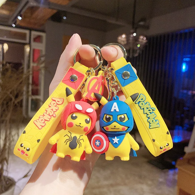 

Spider-Man Pikachu Car Key Chain Cute Cartoon Anime Key Pendants Toy Bag Bag Charm Keychain