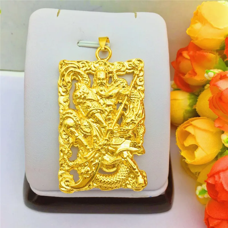 

HOYON Real 100% 18k yellow gold color Domineering Knife Guan Gong Pendant for men jewelry Fashionable Atmosphere Brass Ornament