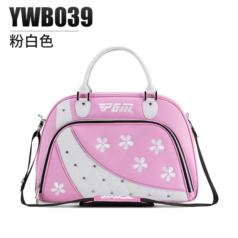PGM Microfiber Diamond-Encrusted Flower Clothing Bag Golf Clothing Women Bag Easy Clean Waterproof Microfiber Leather Handbag