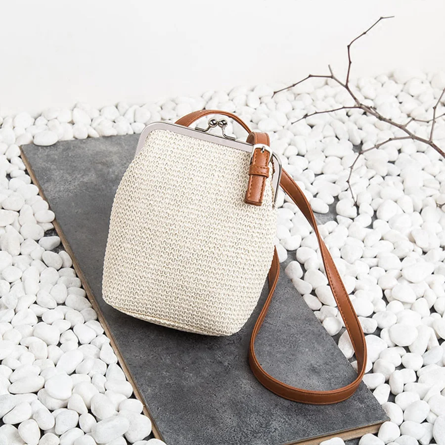 

Соломенная сумка Summer Handmade Knitting Female Handbags New Bohemian Rattan Beach Small Shell Bags Women Straw Messenger Bags