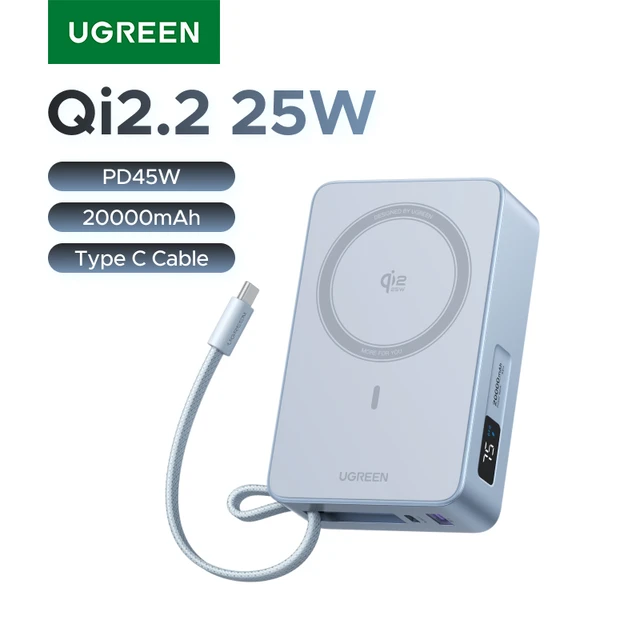 Магнитный внешний аккумулятор Ugreen PB775, 20000 мАч, Qi2.2 25 Вт, PD 45 Вт