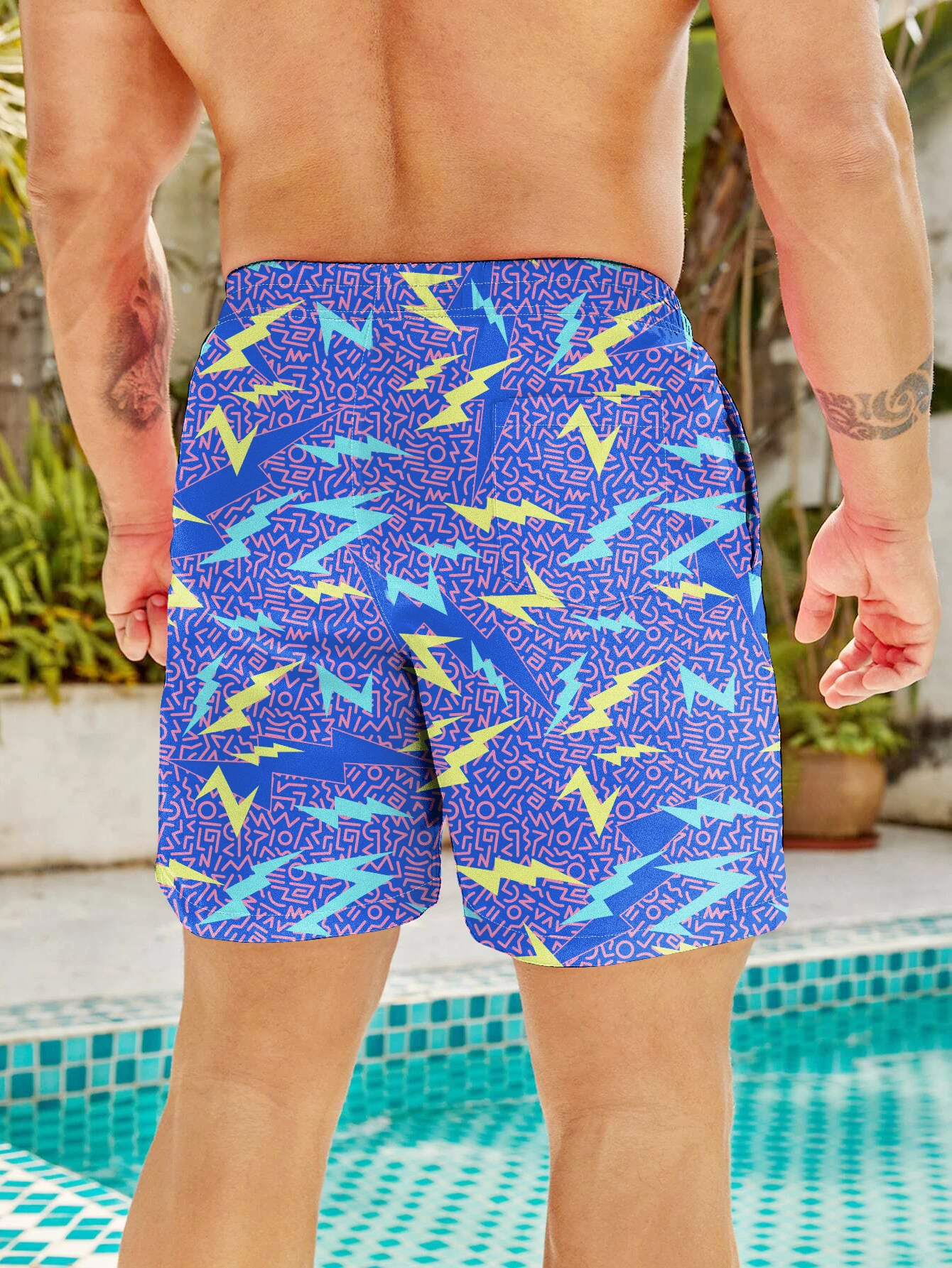 Мужские Шорты Для Доски С 3D-принтом Быстросохнущие Купальные Костюмы Карманами