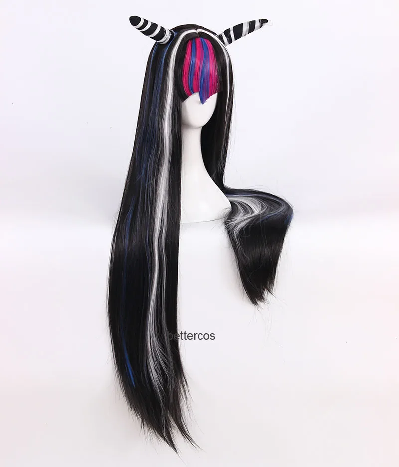 Фото Danganronpa Dangan Ronpa Mioda Ibuki Косплей Парик 100 см Длинный термостойкий парик из синтетических волос + шапочка для парика №3