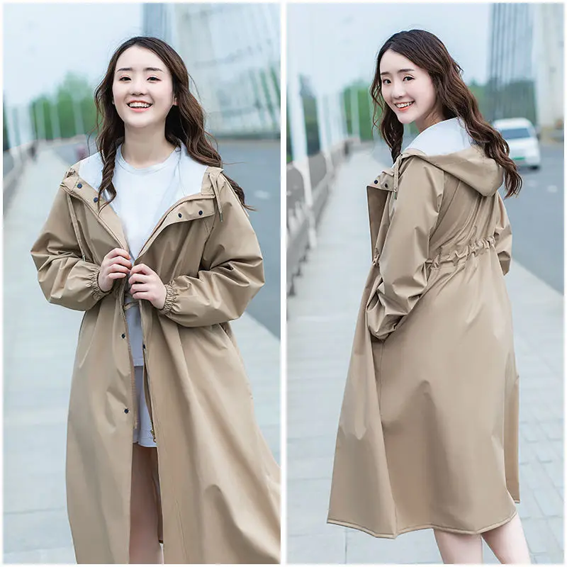 

Long Waterproof Women Raincoat Jacket Hooded Rain Coat Adults Hiking Poncho Outdoor Rainwear Transparent Large Brim