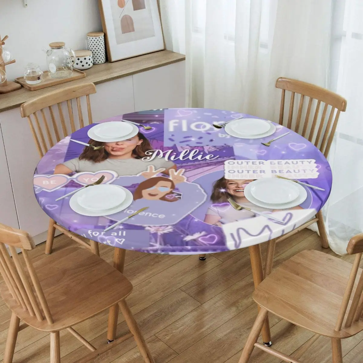 

Круглая эластичная маслостойкая Скатерть из ткани «Флоренция мельз» для кухни