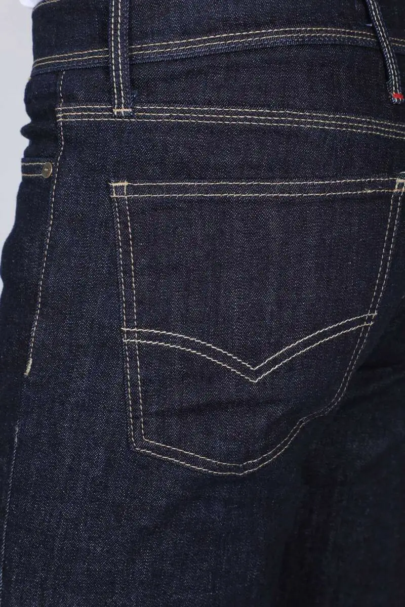 

Mens Navy Blue Contrast Stitching Jean Trousers