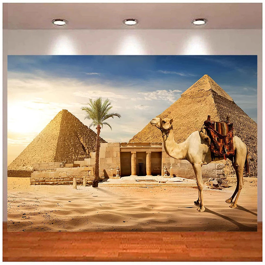 

7x5ft Pyramid Backdrop Ancient Civilization Country Egypt Pyramid Camel Photography Backdrop Photo Photography Background Props