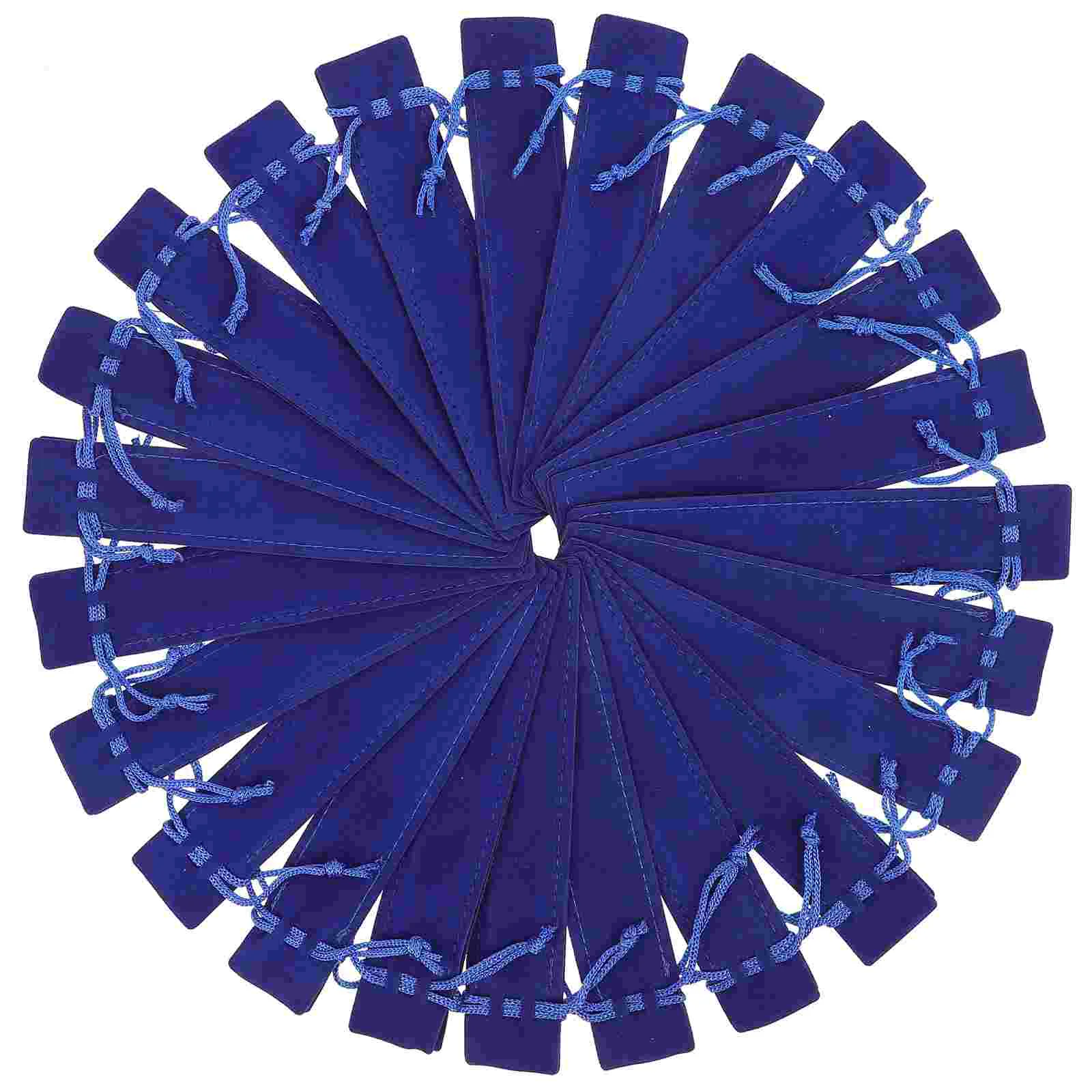 

25pcs Blue Pen Case Holder Flannel Pens Pouch Pen Protective Drawstring Sleeve Stationery Storage Bag School accessories