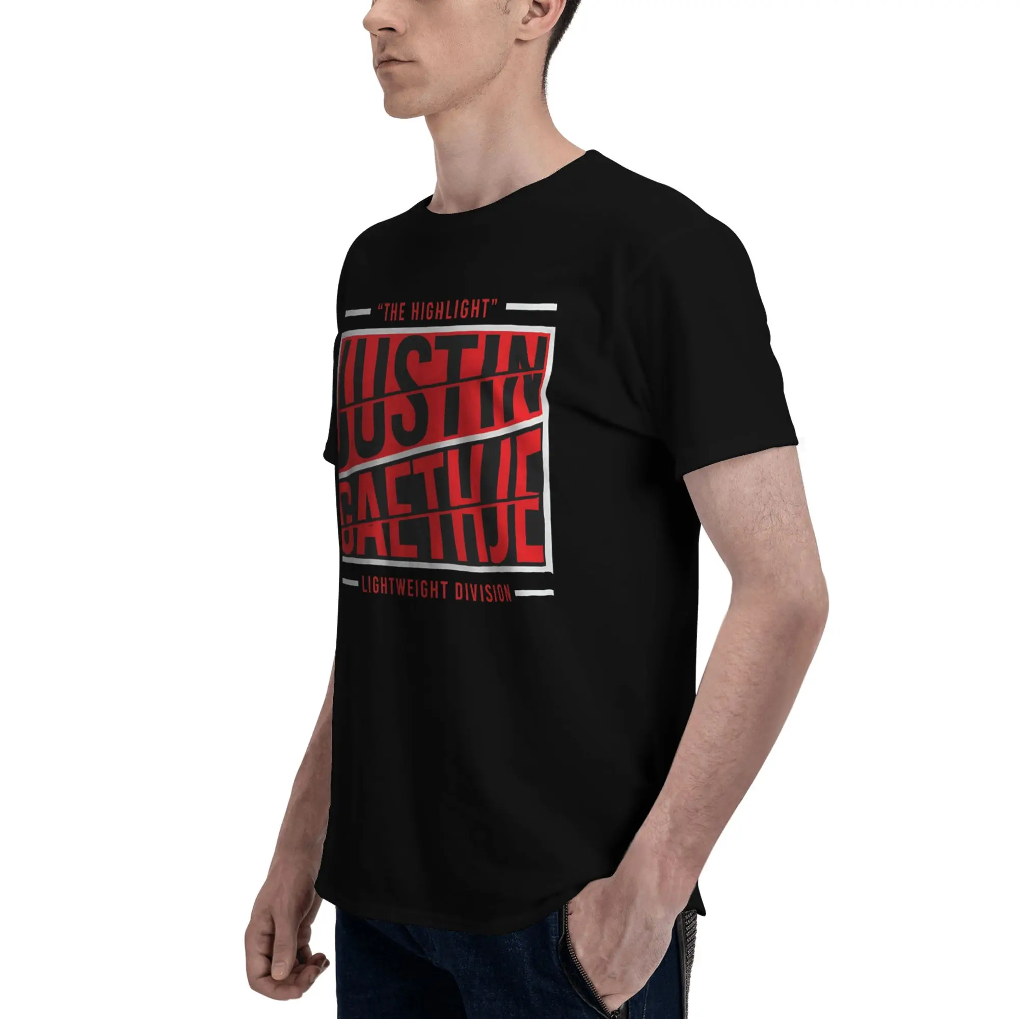 Фото Мужские и женские футболки с графическим принтом Justin Gaethje The Highlight, хлопковые футболки, одежда №4