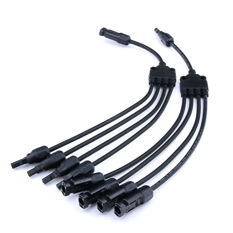 

1 Set 4 Branch Y Type Adapter Male And Female Solar Connectors 4 To 1 Panel Cable Photovoltaic Connector Adapter