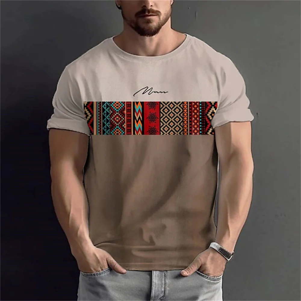 

Summer Tshirt For Man Oversized O-Neck Men's Vintage T Shirt Casual Tribal Style Printed Shirt Street Male Short Sleeve Clothing