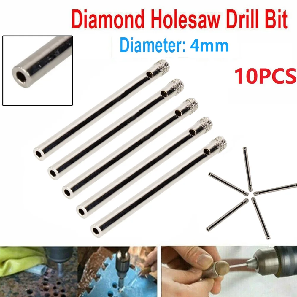 

10Pcs 4mm Glass Hole Saw Diamond Coated Drill Bit Tile Ceramic Glass Hole Saws 5x0.2x0.2cm For Power Tool Drill Bits
