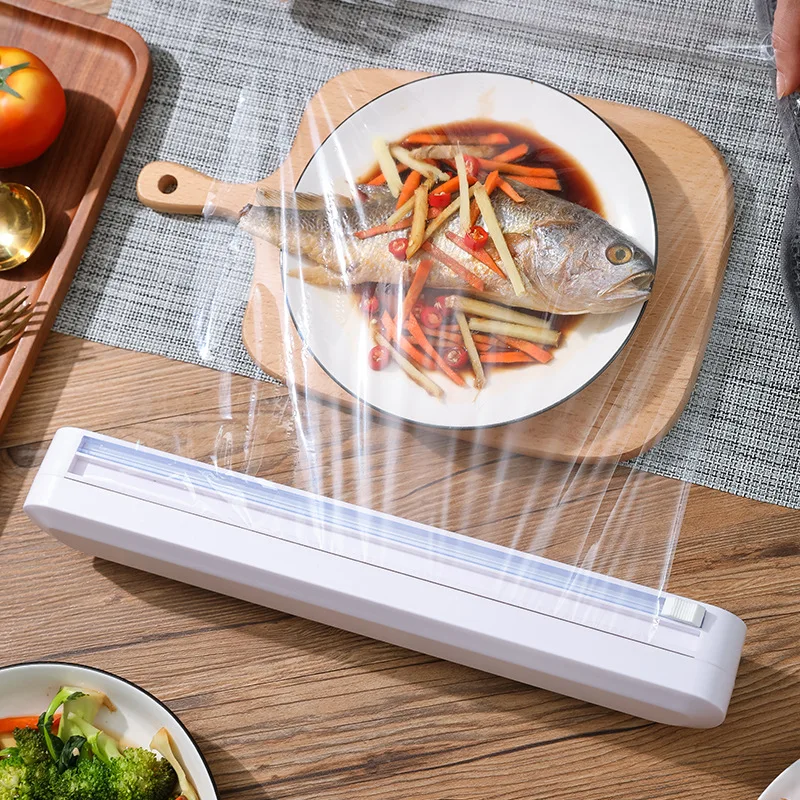 

Fixing Foil Cling Film Wrap Dispenser Food Wrap Dispenser Cutter Plastic Sharp Cutter Storage Holder Kitchen Tool Accessories