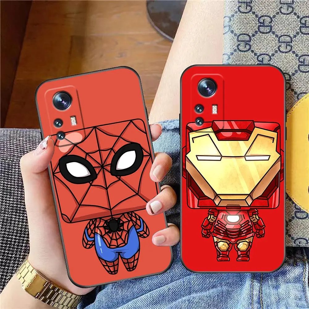 

Marvel Avengers Big Head Heros Cartoon Case For Xiaomi Mi 12 12X 11T Lite Pro X4 NFC M3 F3 GT M4 NE 5G Poco M3 X4 Pro Lite Cover