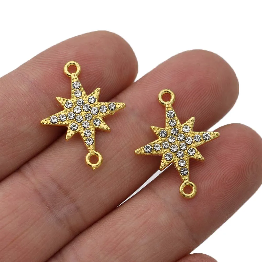 

5Pcs Gold Plated Crystal Star Charm Connectors for Jewelry Making Bracelet Accessories DIY Findings 23mm