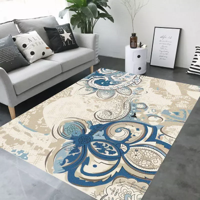 

Carpets for Living Room European Classical Blue Abstract Pattern Living Room Table Accessories Area Rug for Bedroom