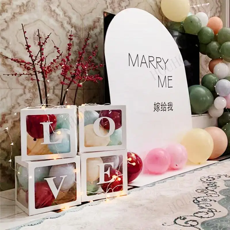

BabyShower Decor Transparent Balloon Box Letter Kids Frist 1st Birthday Wedding Party Decoration Gender Reveal Party Supplies