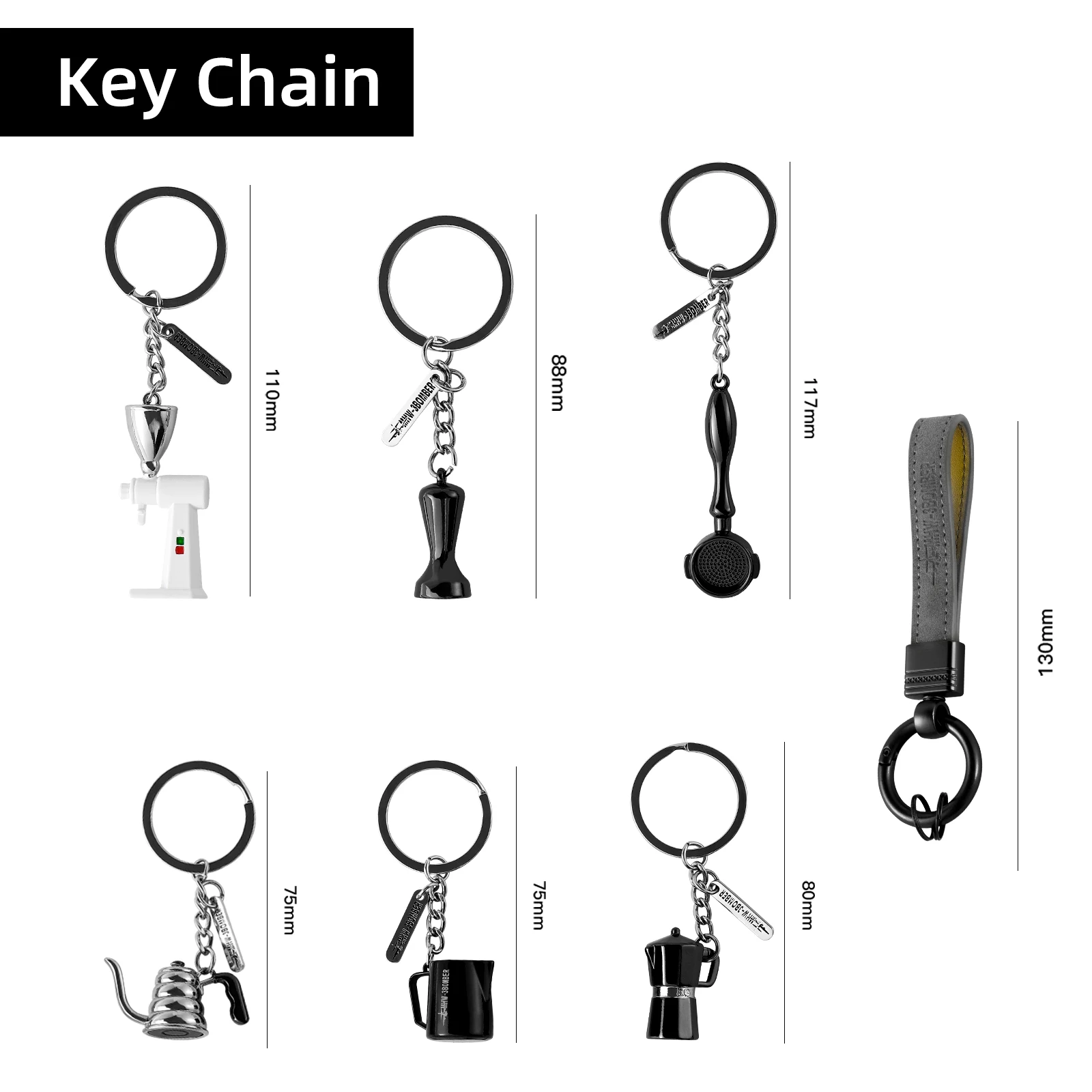 

MHW-3BOMBER Key Ring Coffee Accessories Milk Pitcher Espresso Tamper Mini Souvenir Key Chain Chic Home Barista Birthday Gift