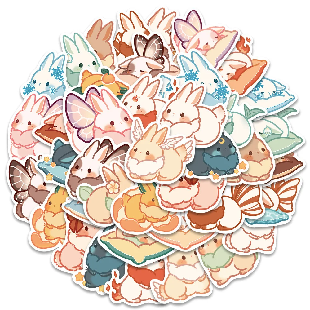 10/20/40Pcs Cartoon Cute Rabbit Stickers Kawaii Animal Decalcomanie Decorativo Scrapbooking Laptop Phone Car Graffiti Sticker Giocattolo Per Bambini