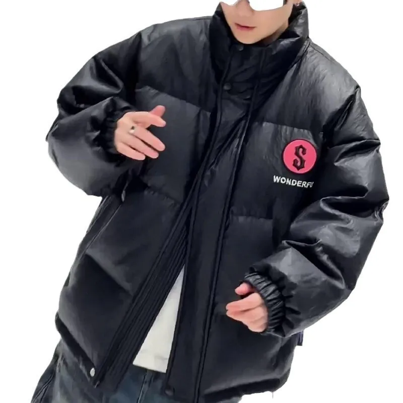 2024 зимнее мужское модное брендовое утепленное пальто с воротником-стойкой и