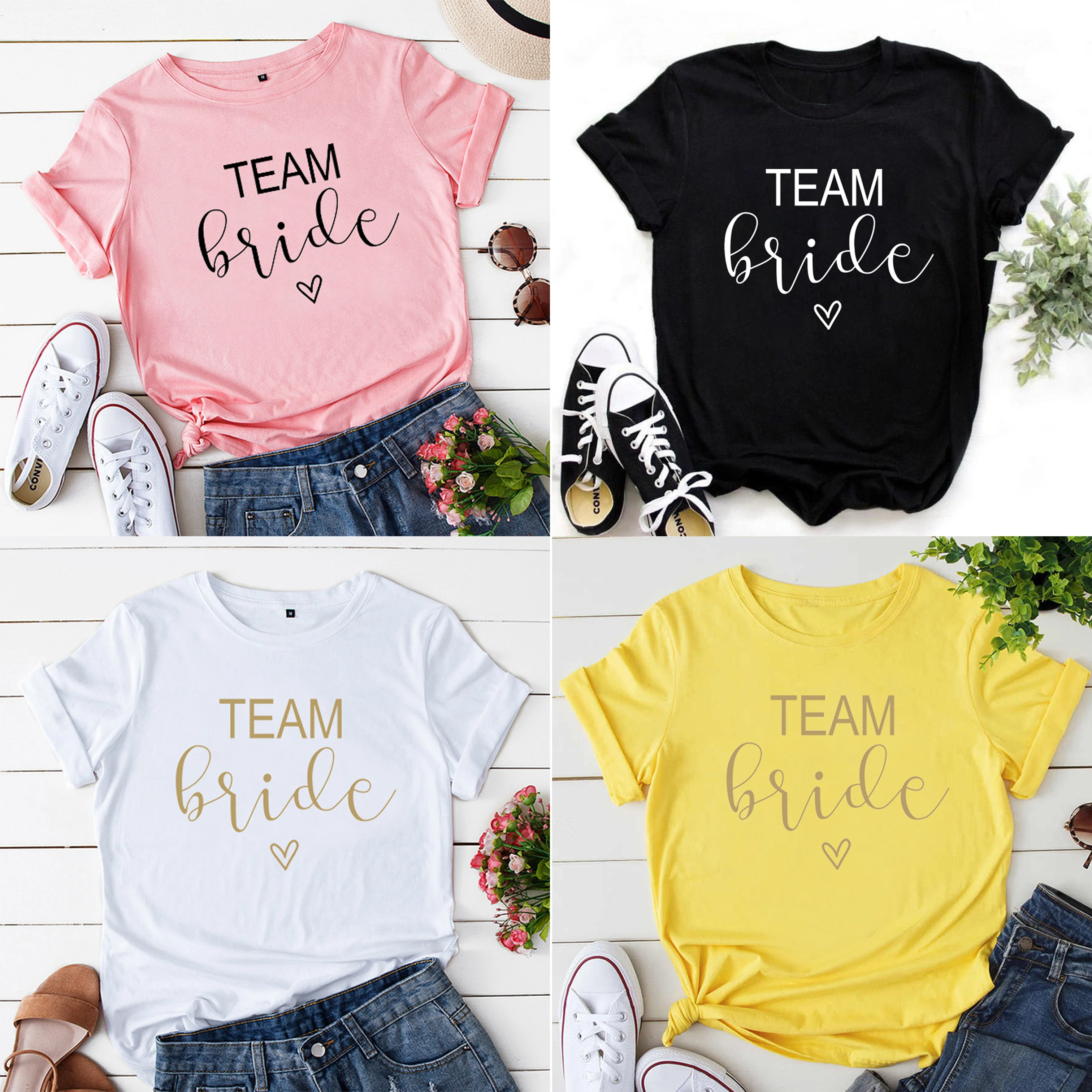 Birde The Team Bride Letters Graphic Printed Women T-shirt Bachelor Party Harajuku Casual Ladies Tshirts Girls Wedding Tee Tops