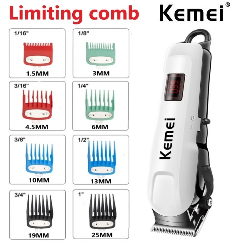 

8Pcs Professional Limit Comb Cutting Guide Combs 1.5/3/4.5/6/10/13/19/25MM Set For Kemei Hair Clipper KM-809A/809PG