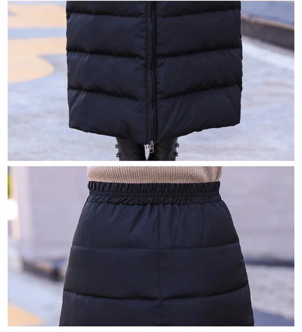 Осенне-зимняя новая утепленная хлопковая юбка Женская средней длины легкая и