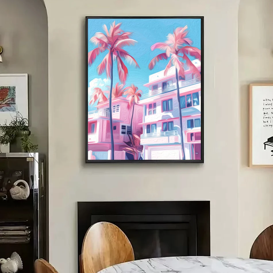 Картина по номерам SDOYUNO акриловый розовый архитектурный ландшафт