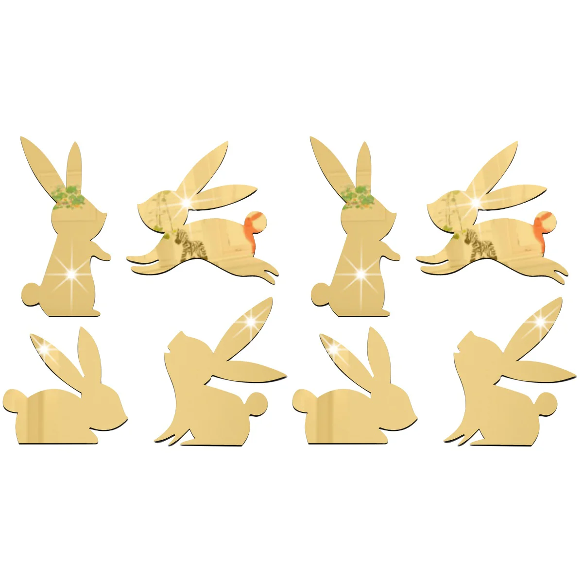 

8 Pcs Mirror Bunny Stickers Acrylic Rabbit Decals Mirror Decals Decorative Easter Bunny Stickers Decors